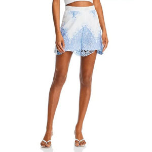 Evarae Layla Shorts Women Vista Blue/Cream High Rise Back Zip Size 12 12574